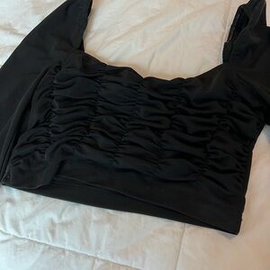 Princess Polly Black Ruched Crop Top
